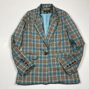 Lulu’s. Check You Later Blue Plaid Blazer. Medium.